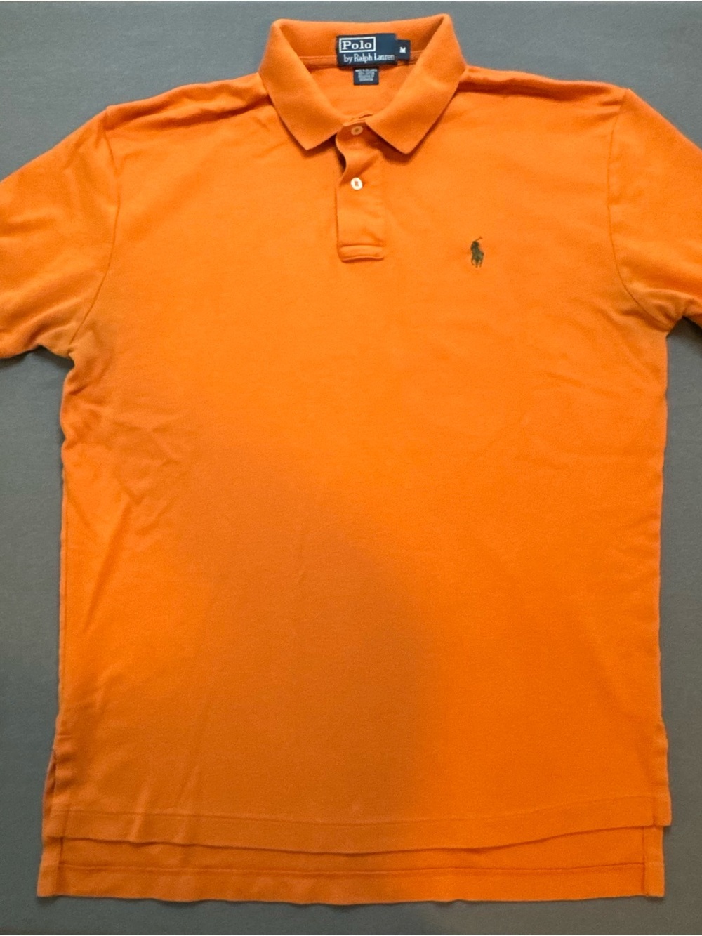 Ralph Lauren Men's Vintage Polo Shirt | Orange with Brown Pony Logo | Medium